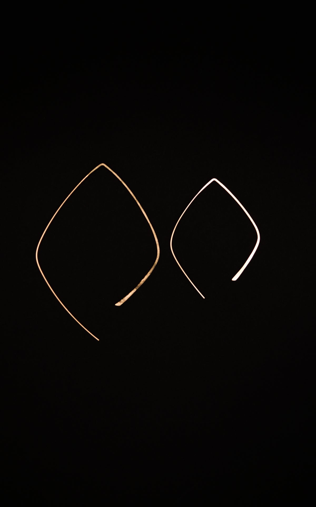 Teardrop Threader Hoop Earrings in Solid 14K Gold, Rose or White Gold