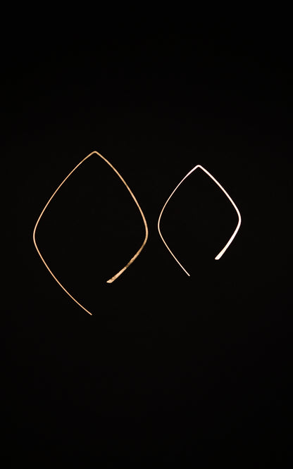 Teardrop Threader Hoop Earrings in Solid 14K Gold, Rose or White Gold