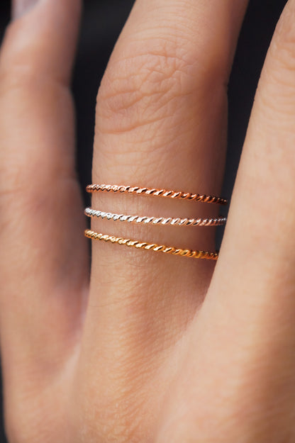 Twist Ring, Solid 14K Rose Gold