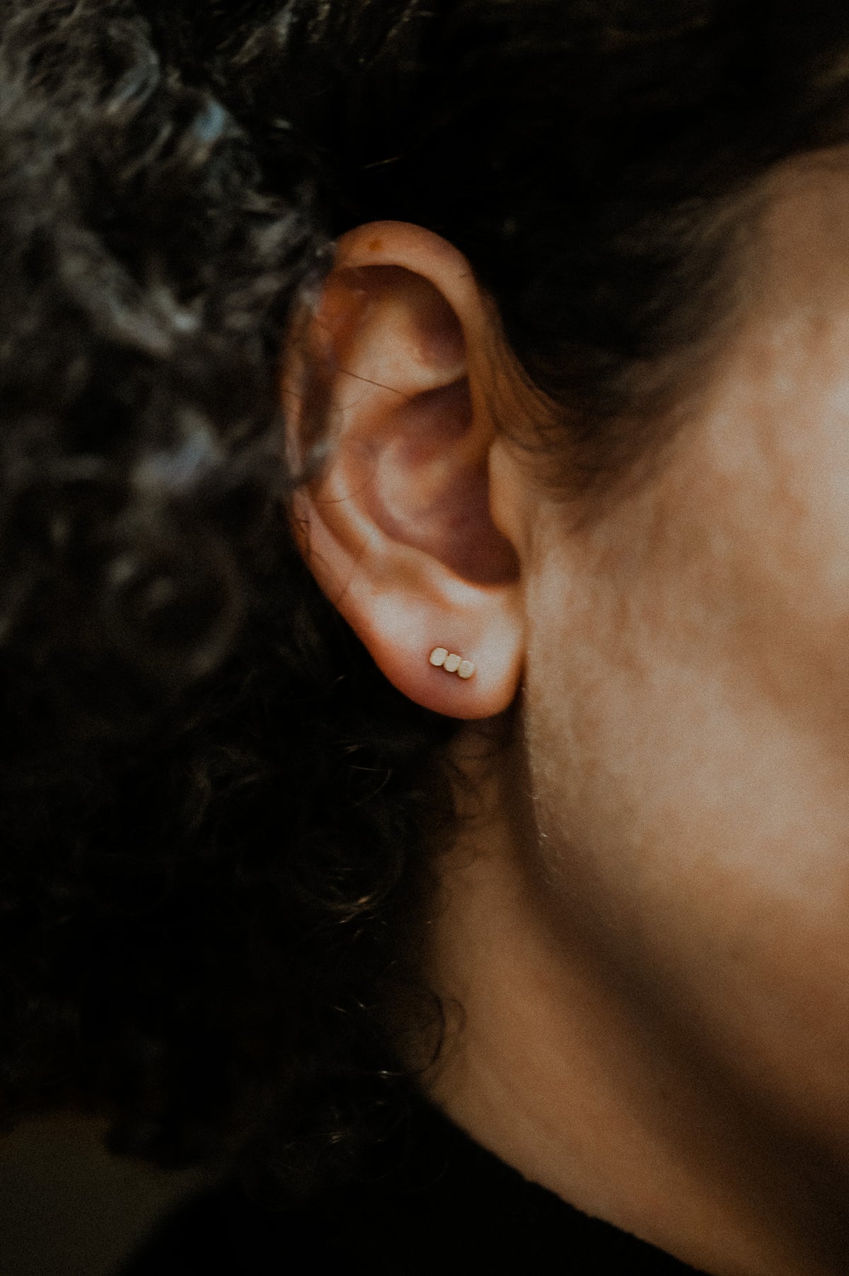Hammered Bead Flat Back Stud Earring