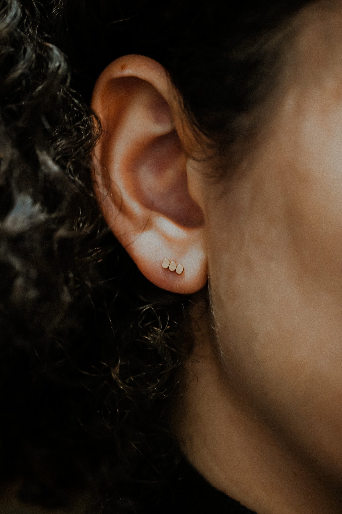 Hammered Bead Flat Back Stud Earring