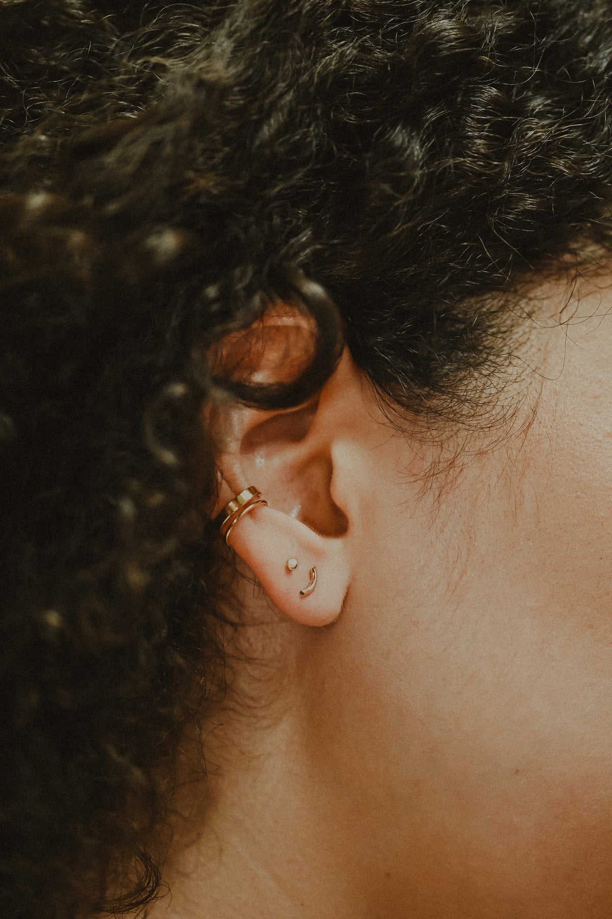 Tiny Arc Flat Back Stud Earring