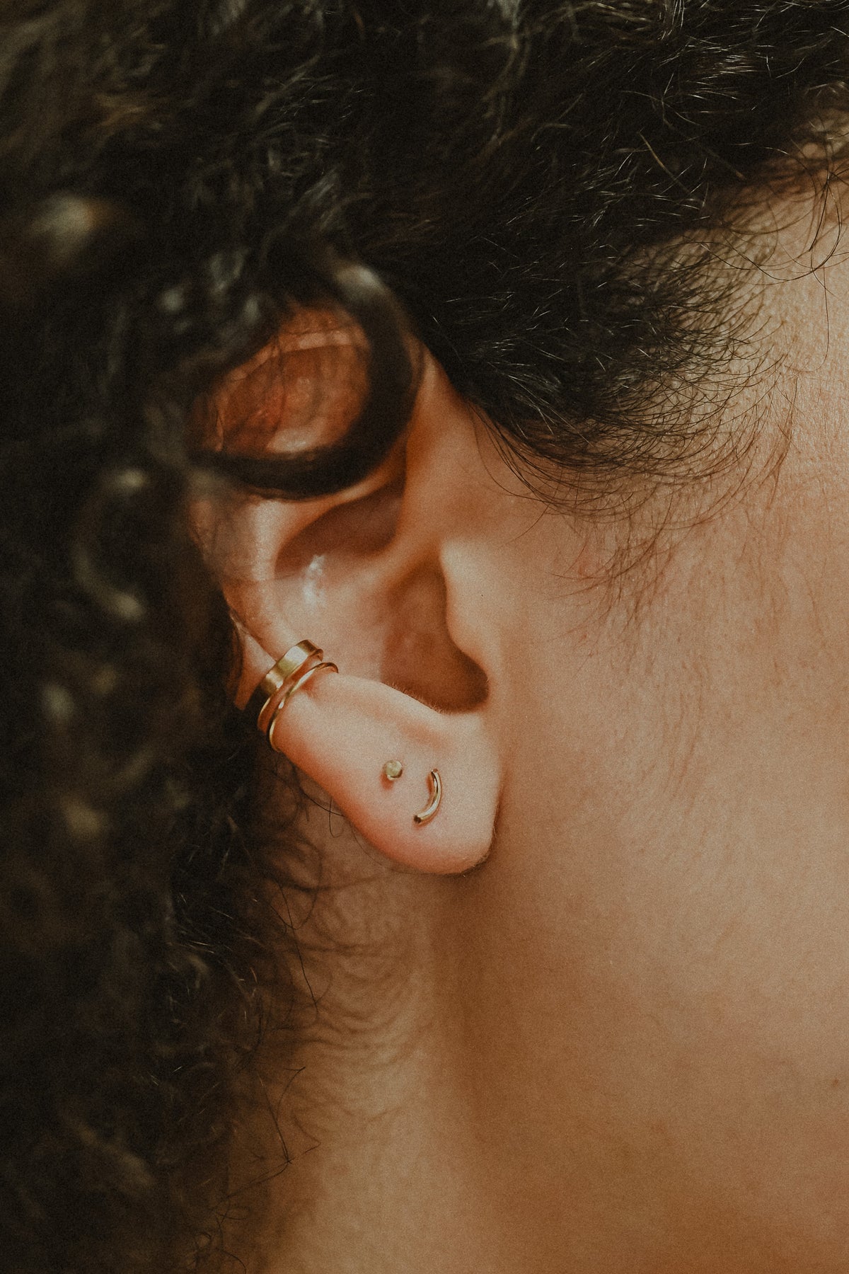 Tiny Arc Flat Back Stud Earring