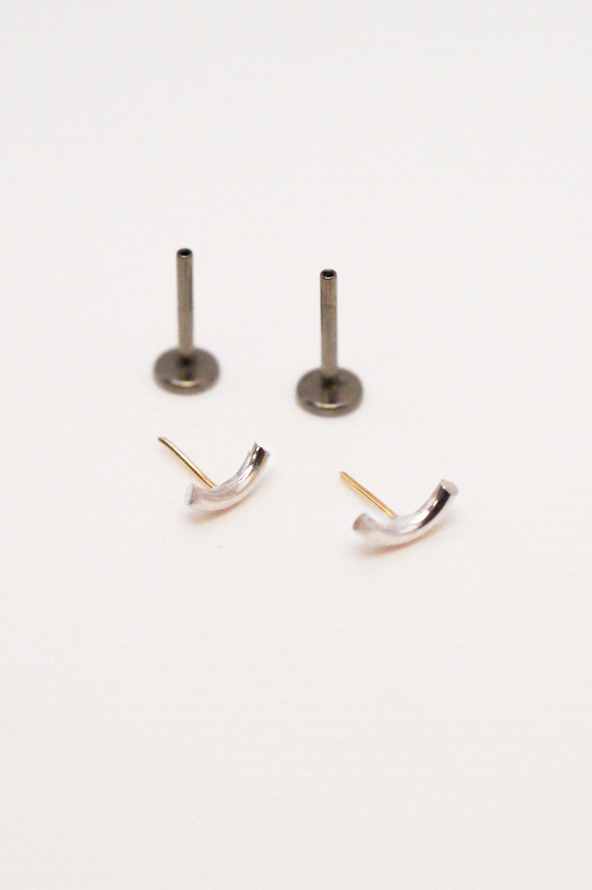 Tiny Arc Flat Back Stud Earring