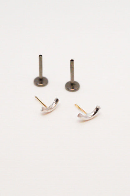 Tiny Arc Flat Back Stud Earring