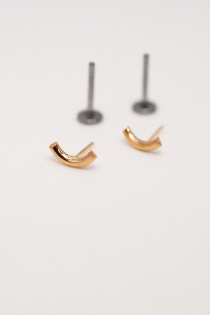Tiny Arc Flat Back Stud Earring