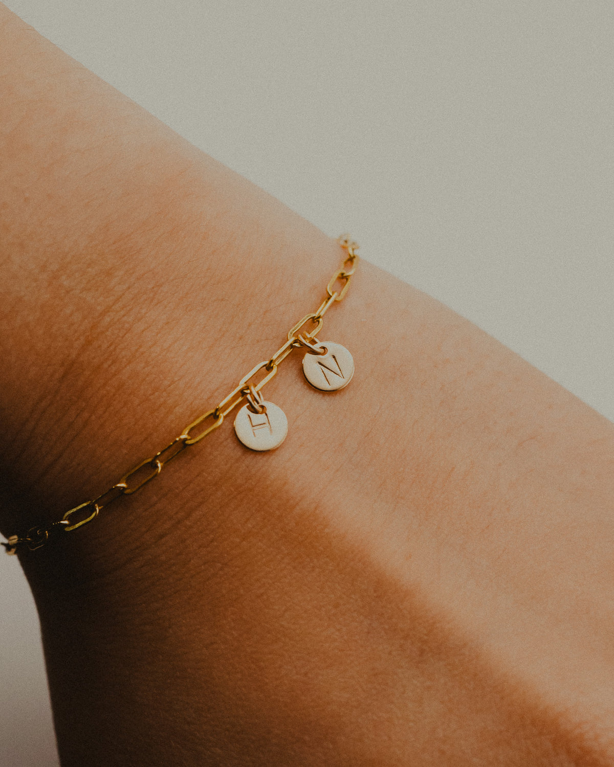 Tiny Monogram Circle Charm, Solid 14K Gold