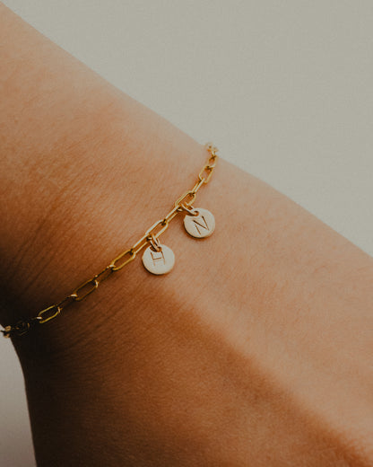 Tiny Monogram Circle Charm, Solid 14K Gold