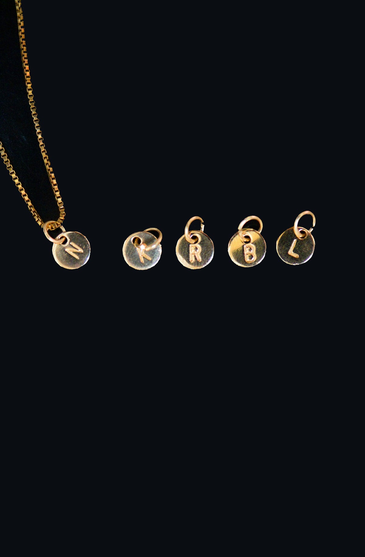 Tiny Monogram & Bangle Set, 14K Gold Fill
