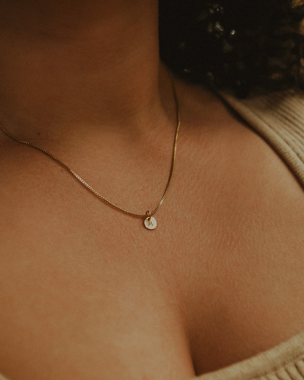 Tiny Monogram Necklace, 14K Gold Fill
