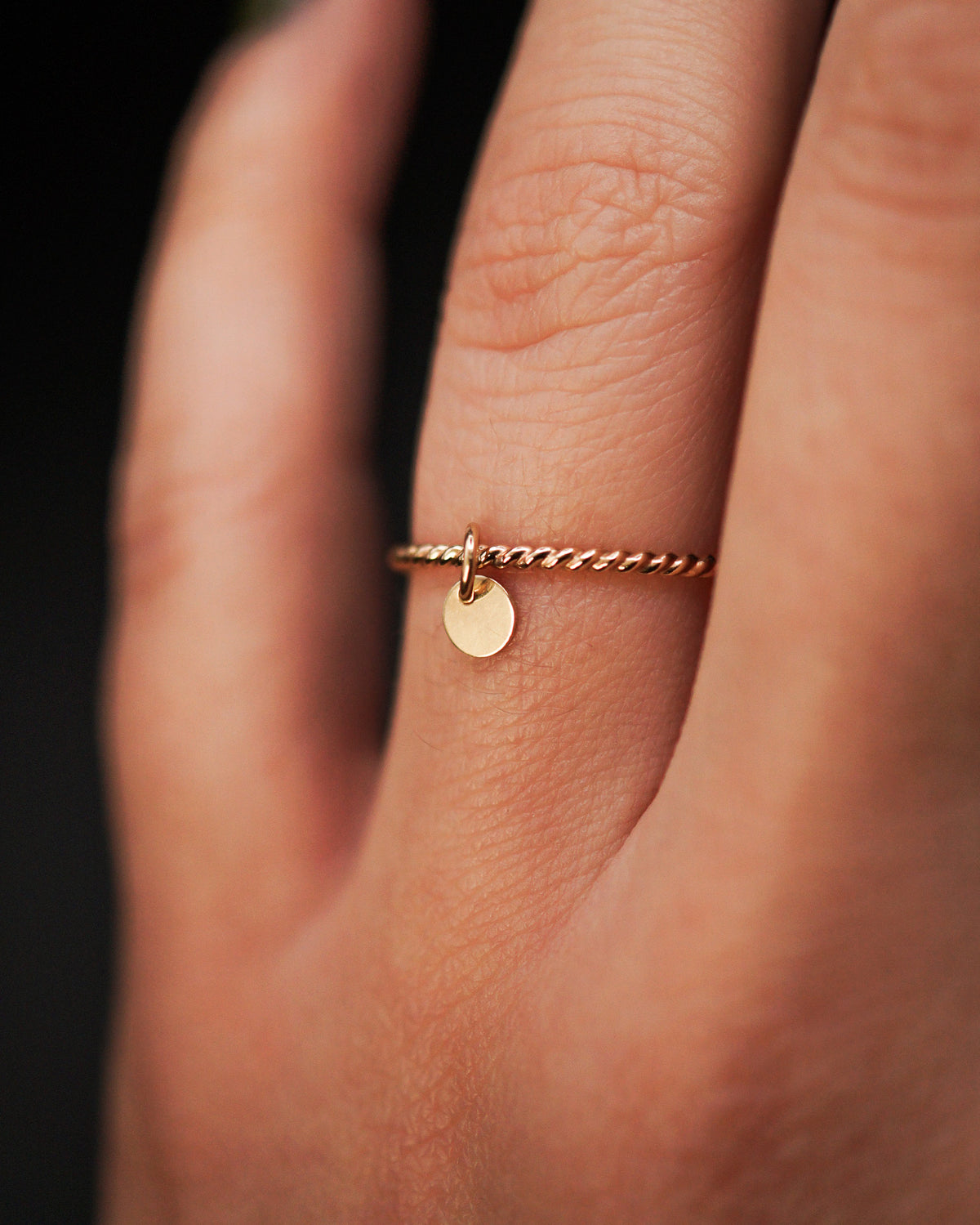 Tiny Dot Charm Ring, 14K Gold Fill