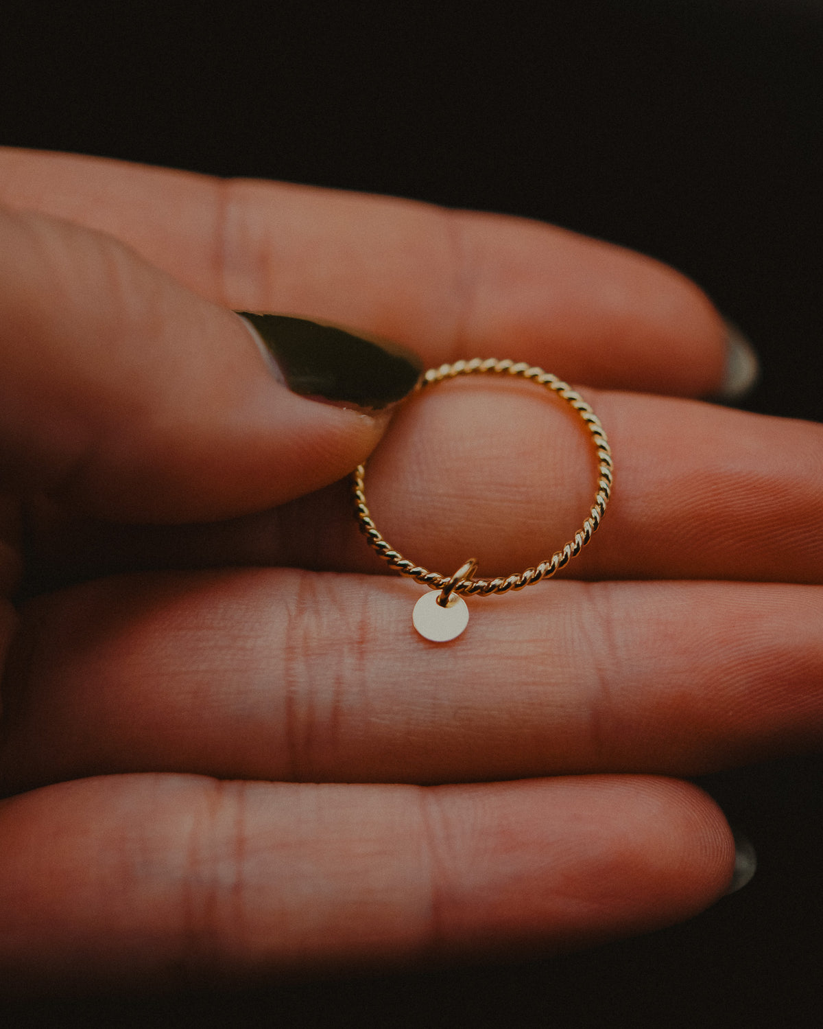 Tiny Dot Charm Ring, 14K Gold Fill