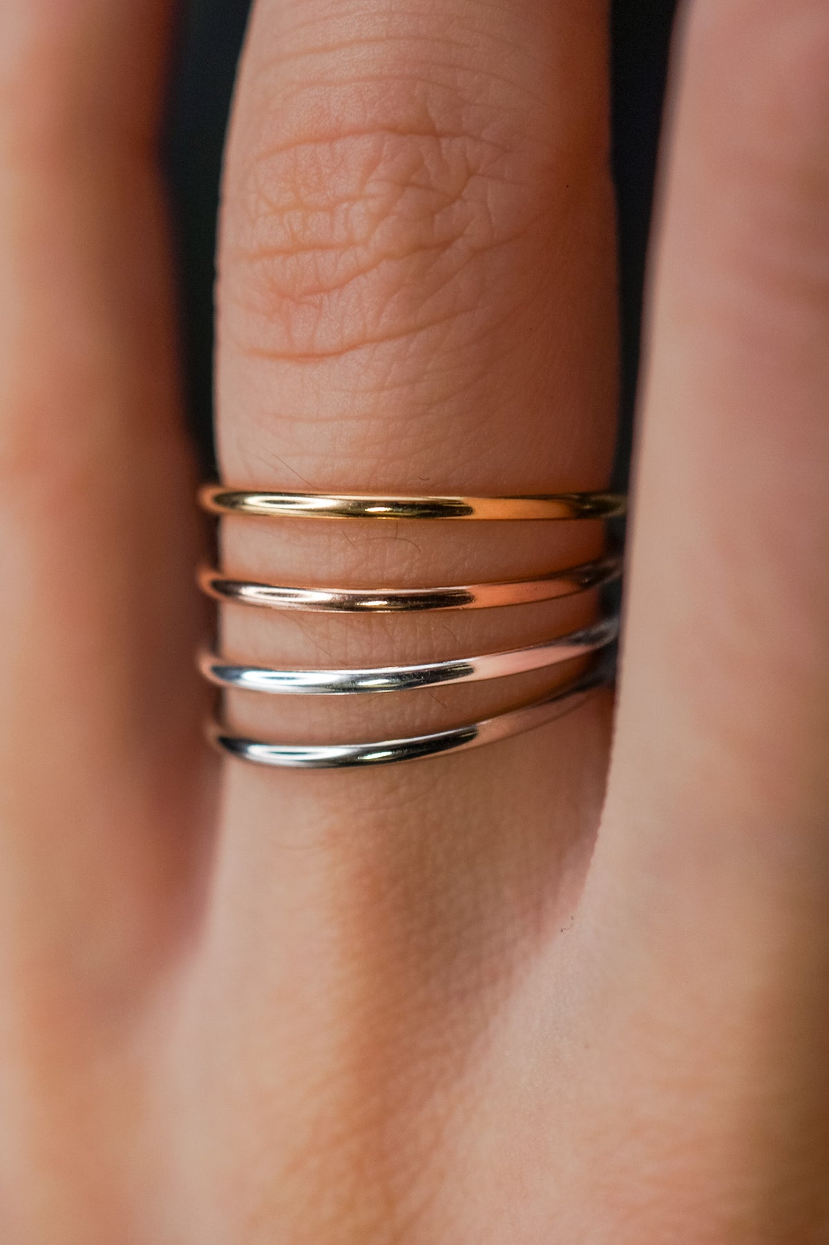 Thick Ring, Solid 14K White Gold