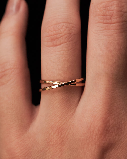 Thin Interlocking Set of 2 Rings, 14K Gold Fill
