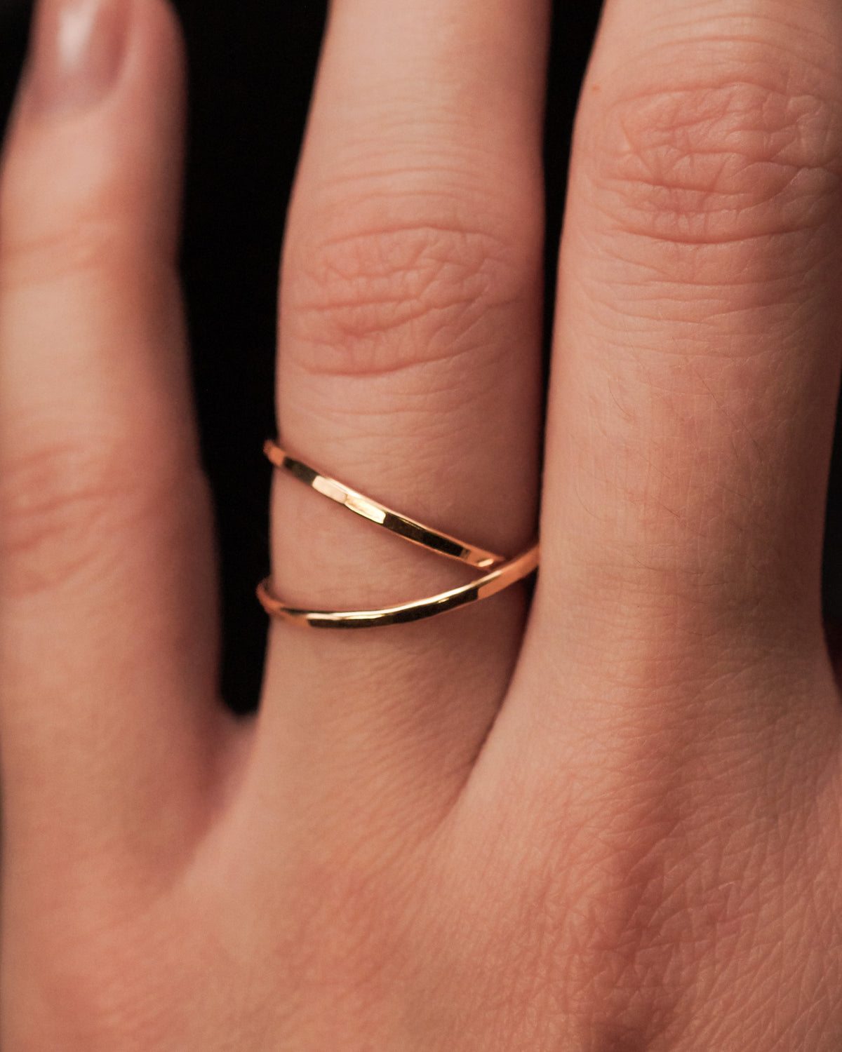 Thin Interlocking Set of 2 Rings, 14K Gold Fill