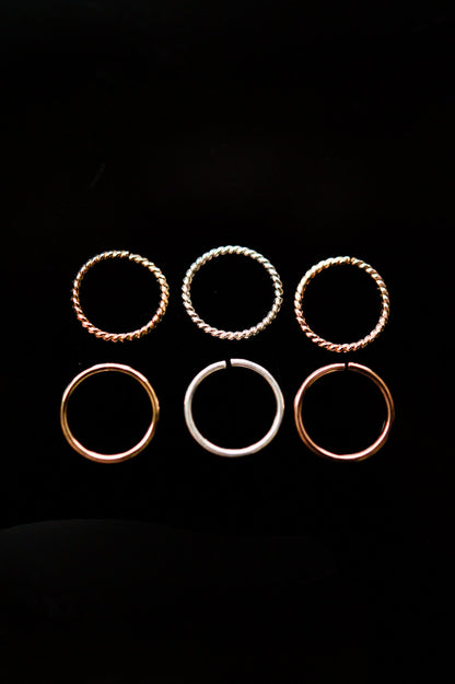 Twist Huggie Hoop Earring in Solid 14K Rose Gold