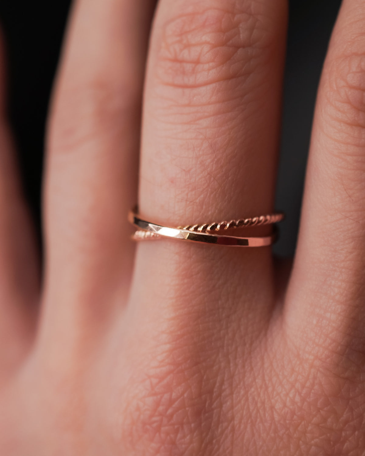 Twist Interlocking Set of 2 Rings, 14K Rose Gold Fill
