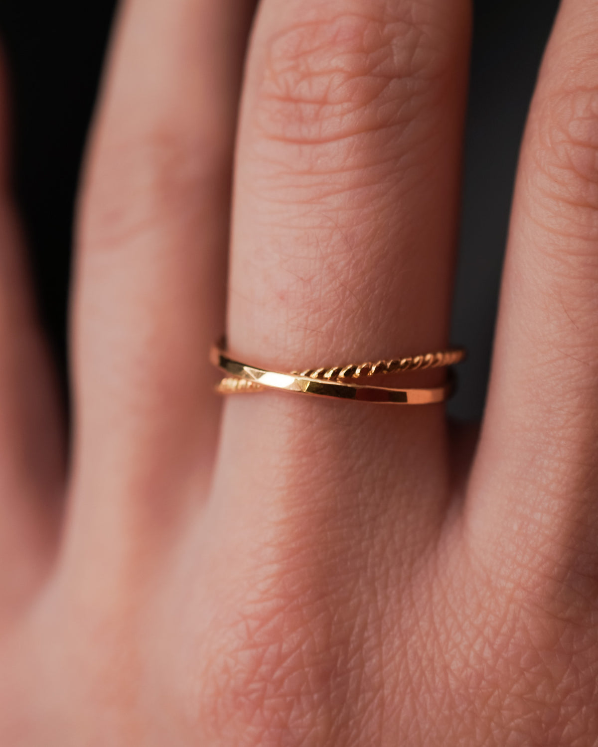 Twist Interlocking Set of 2 Rings, 14K Gold Fill
