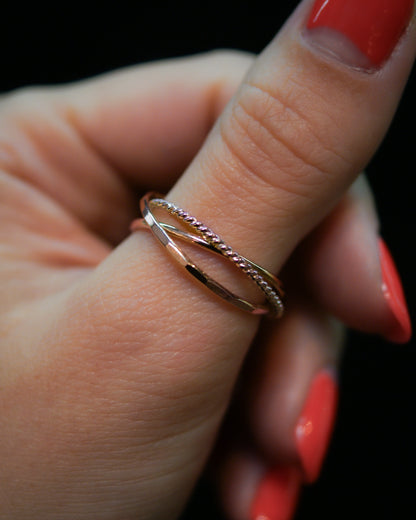 Twist Interlocking Set of 3 Rings, 14K Rose Gold Fill