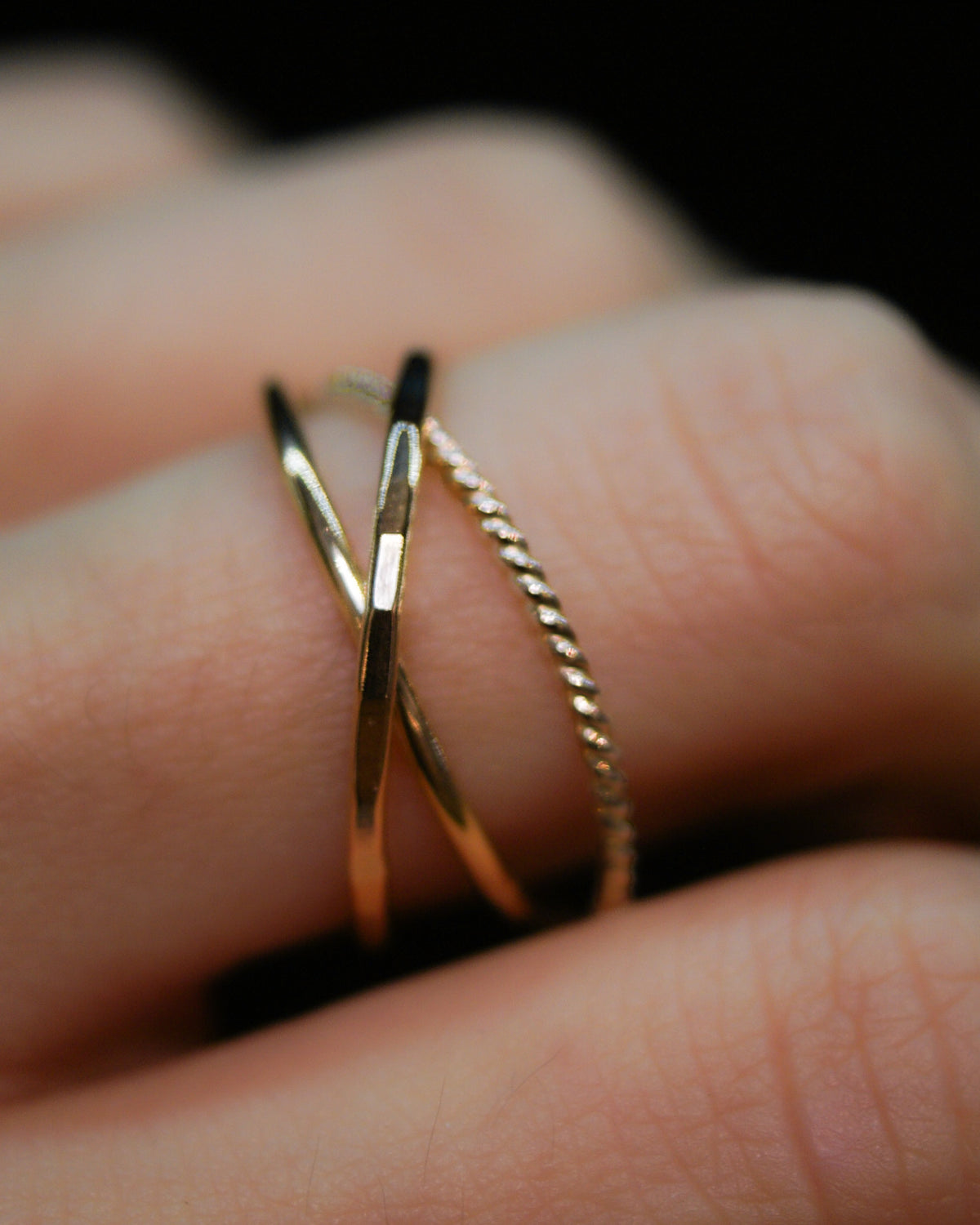 Twist Interlocking Set of 3 Rings, 14K Gold Fill