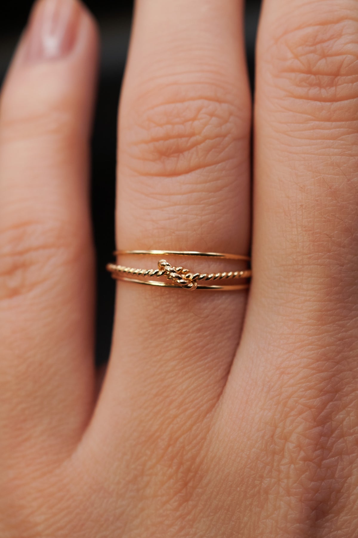 Twist Closed Knot Ring, Solid 14K Gold