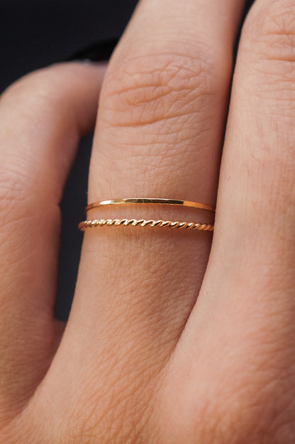 Twist Set of 2 Stacking Rings, 14K Gold Fill
