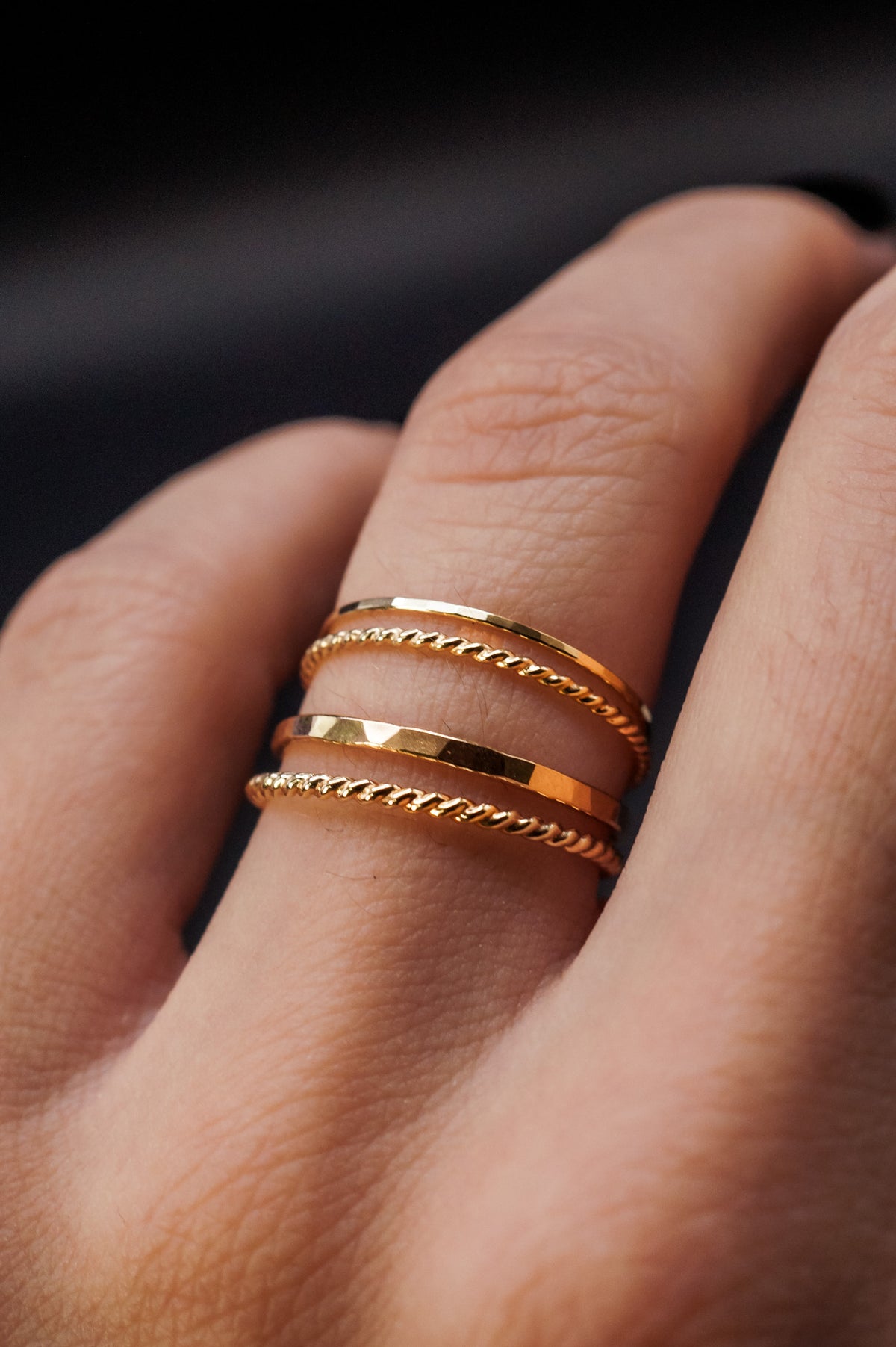 Twist Set of 2 Stacking Rings, 14K Gold Fill