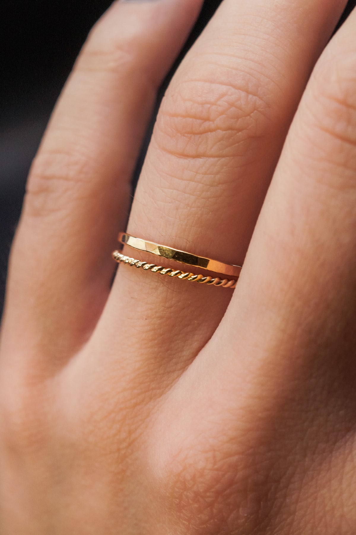 Twist Set of 2 Stacking Rings, 14K Gold Fill
