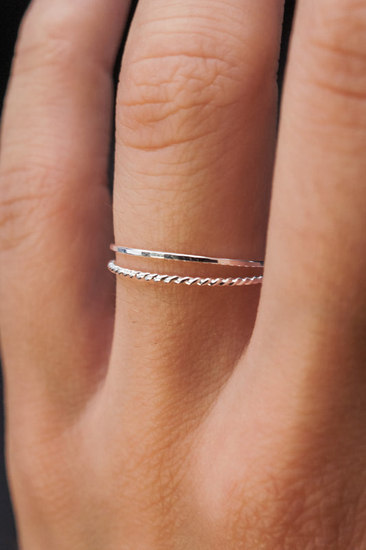 Twist Set of 2 Stacking Rings, Sterling Silver