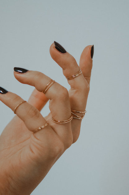 Twist Set of 2 Stacking Rings, 14K Gold Fill
