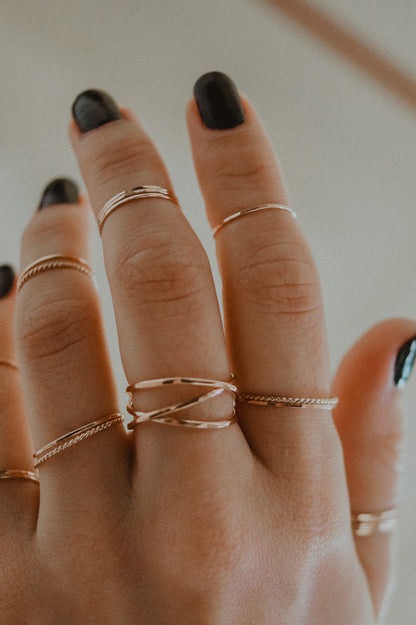 Twist Set of 2 Stacking Rings, 14K Gold Fill