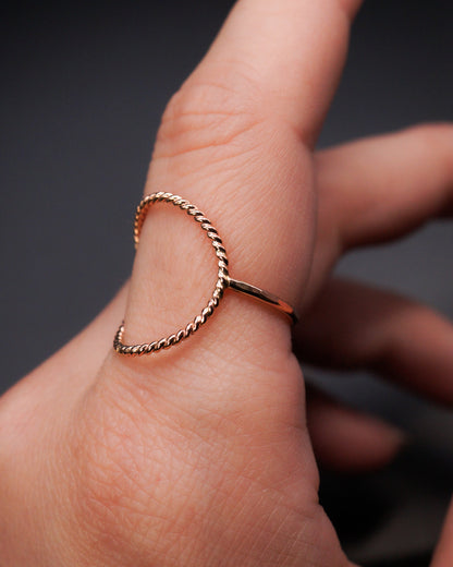 Twist Circle Ring, Solid 14K Rose Gold