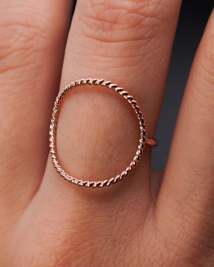 Twist Circle Ring, Solid 14K Rose Gold