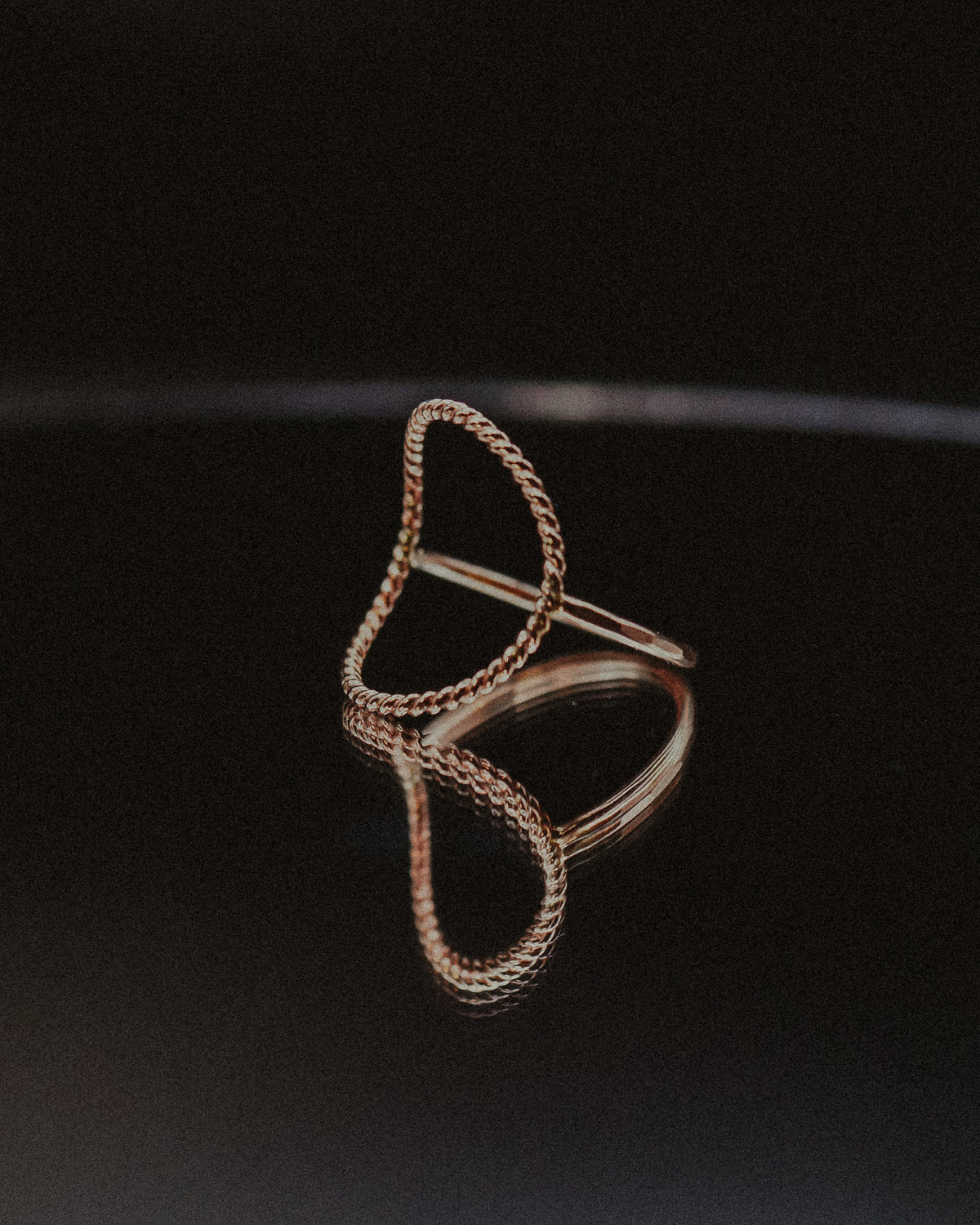 Twist Circle Ring, Solid 14K Rose Gold