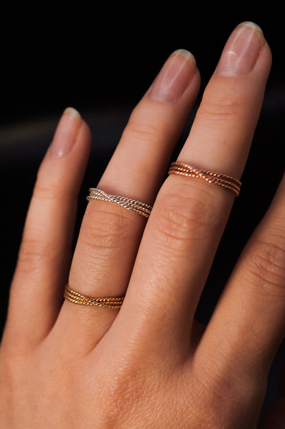 Twist Overlap Ring, 14K Rose Gold Fill