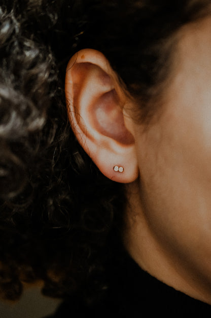 Hammered Bead Flat Back Stud Earring