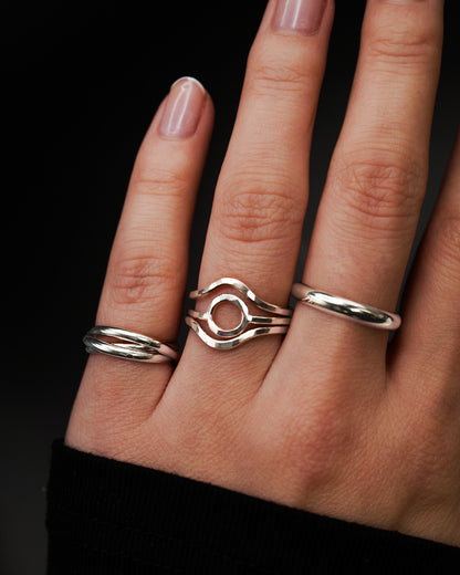 Mini Circle & Teardrop Set of 3 Stacking Rings, Gold Fill, Rose Gold Fill or Sterling Silver