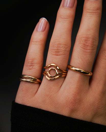 Mini Circle & Teardrop Set of 3 Stacking Rings, Gold Fill, Rose Gold Fill or Sterling Silver