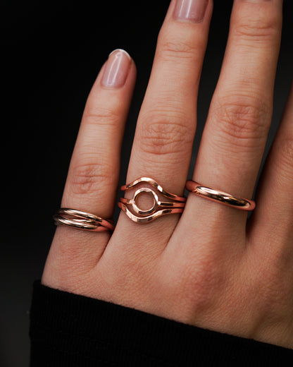 Mini Circle & Teardrop Set of 3 Stacking Rings, Gold Fill, Rose Gold Fill or Sterling Silver