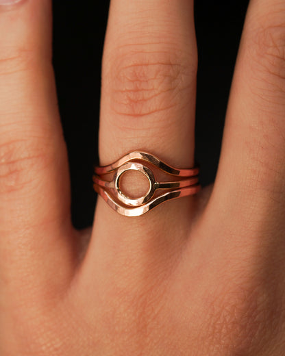 Mini Circle & Teardrop Set of 3 Stacking Rings, Gold Fill, Rose Gold Fill or Sterling Silver