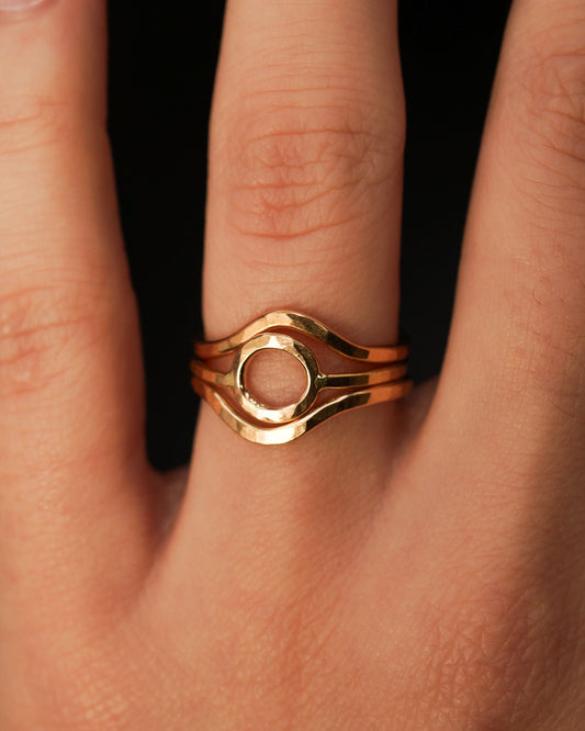 Mini Circle & Teardrop Set of 3 Stacking Rings, Gold Fill, Rose Gold Fill or Sterling Silver