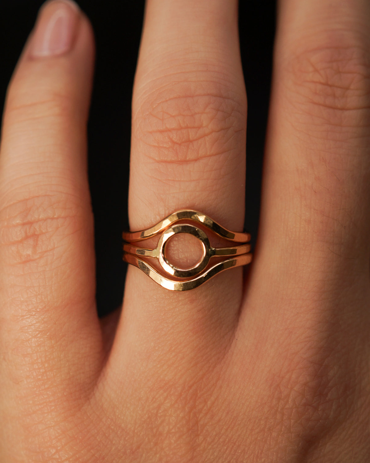 Mini Circle & Teardrop Set of 3 Stacking Rings, Gold Fill, Rose Gold Fill or Sterling Silver