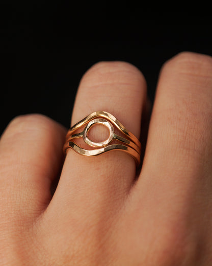 Mini Circle & Teardrop Set of 3 Stacking Rings, Gold Fill, Rose Gold Fill or Sterling Silver