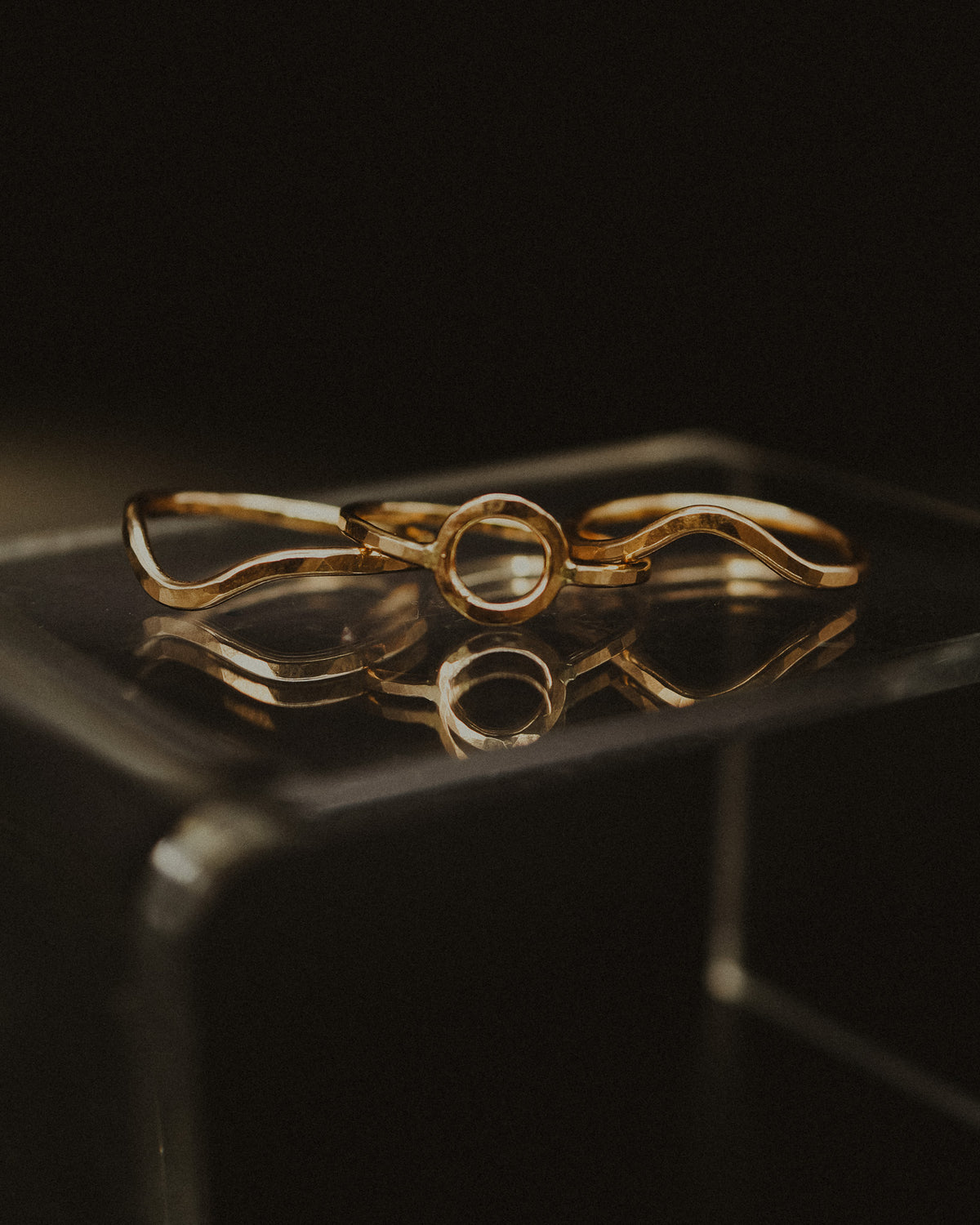 Mini Circle & Teardrop Set of 3 Stacking Rings, Gold Fill, Rose Gold Fill or Sterling Silver
