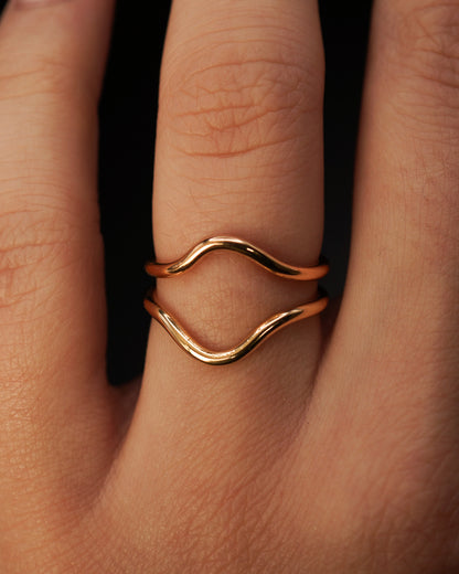 Teardrop Set of 2 Stacking Rings in Gold, Rose Gold or Silver