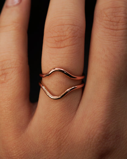 Teardrop Set of 2 Stacking Rings in Gold, Rose Gold or Silver
