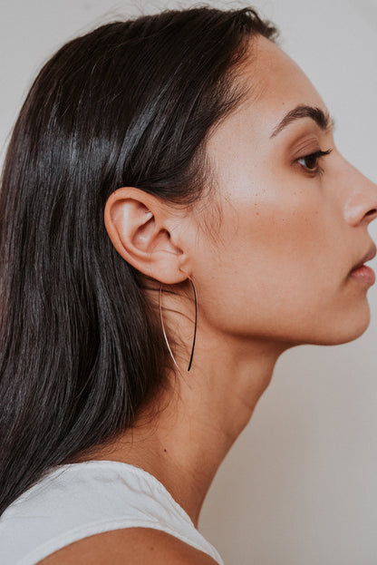 U-Shaped Threader Hoop Earrings in Solid 14K Gold, Rose or White Gold