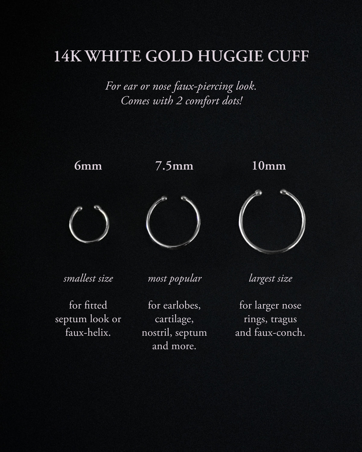 Painless Huggie Cuff, Ear or Nose