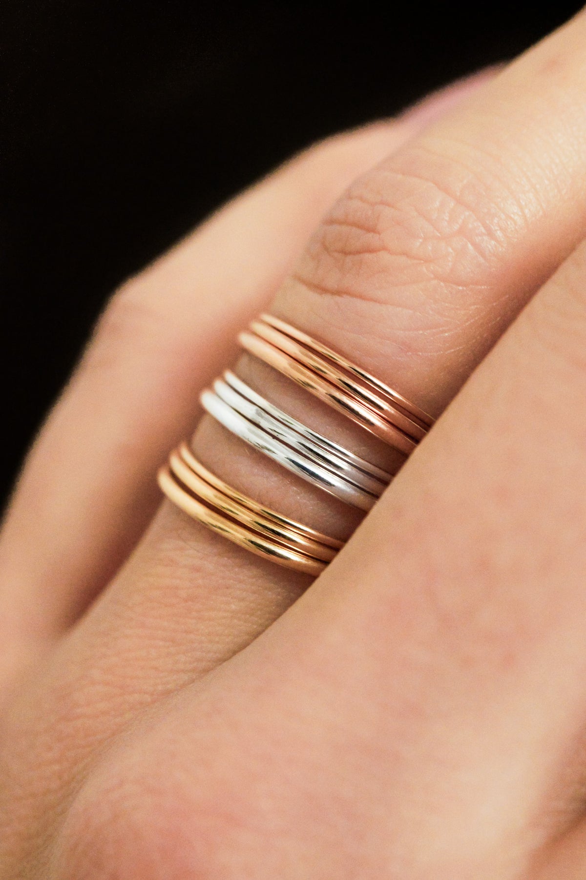 Simple Stacking Set Of 3 Rings, Gold Fill, Rose Gold Fill or Sterling Silver