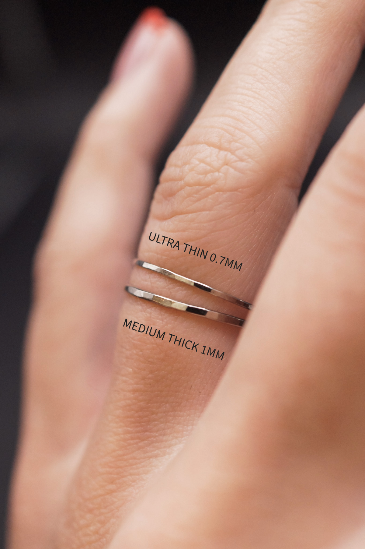 Ultra Thin Ring, Solid 14K White Gold